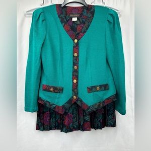 Vintage 90’s Just In Thyme Ltd Floral Skirt & Sweater Suit Set Women’s Size 12
